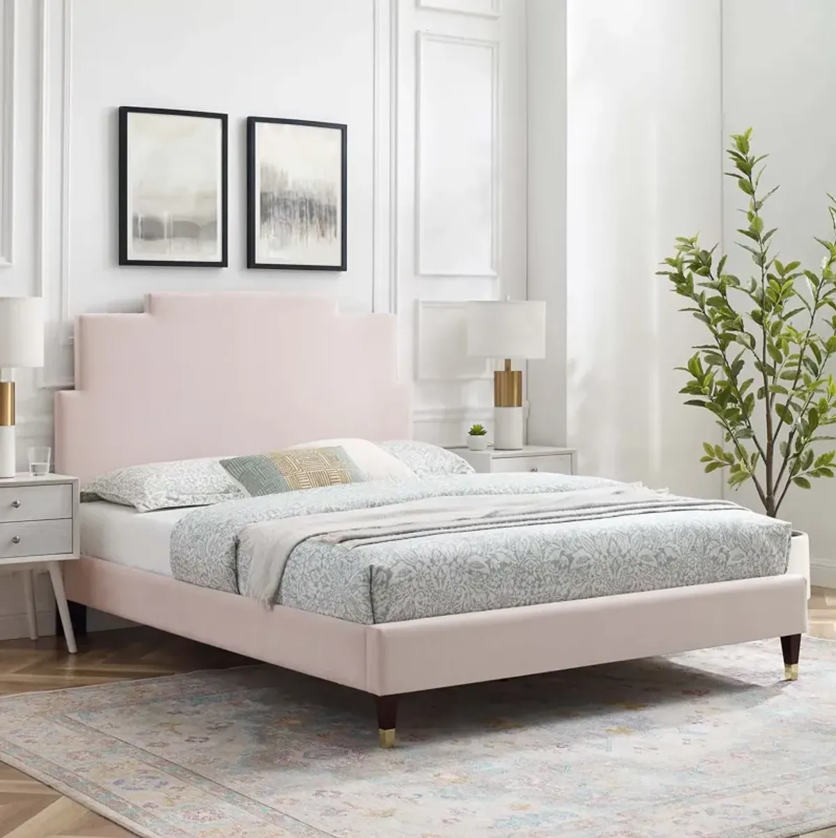 Lindsey Performance Velvet Full Platform Bed