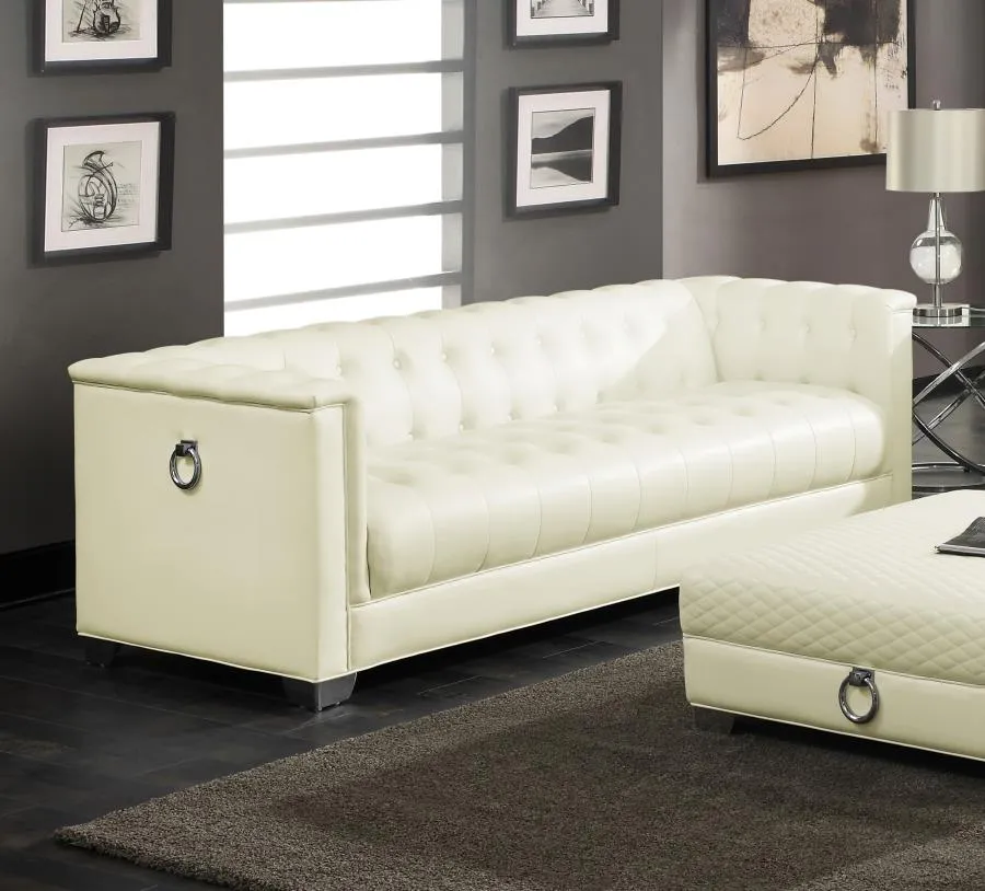 Chaviano Tufted Upholstered Sofa Pearl White