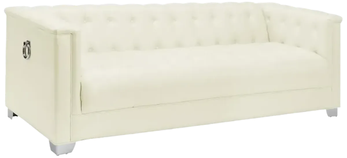 Chaviano Tufted Upholstered Sofa Pearl White