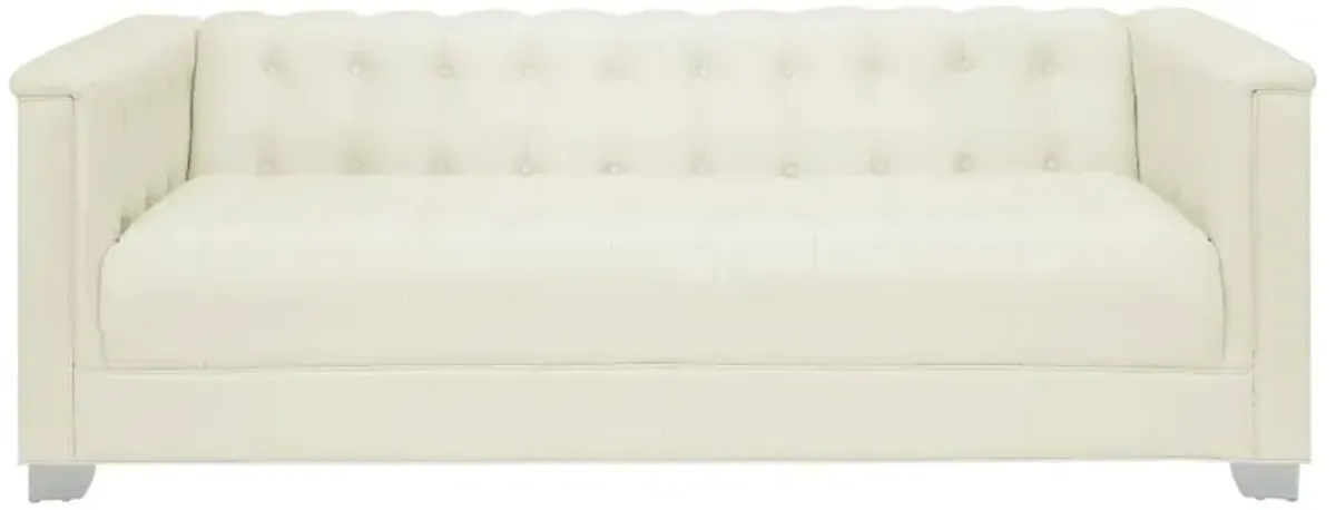 Chaviano Tufted Upholstered Sofa Pearl White