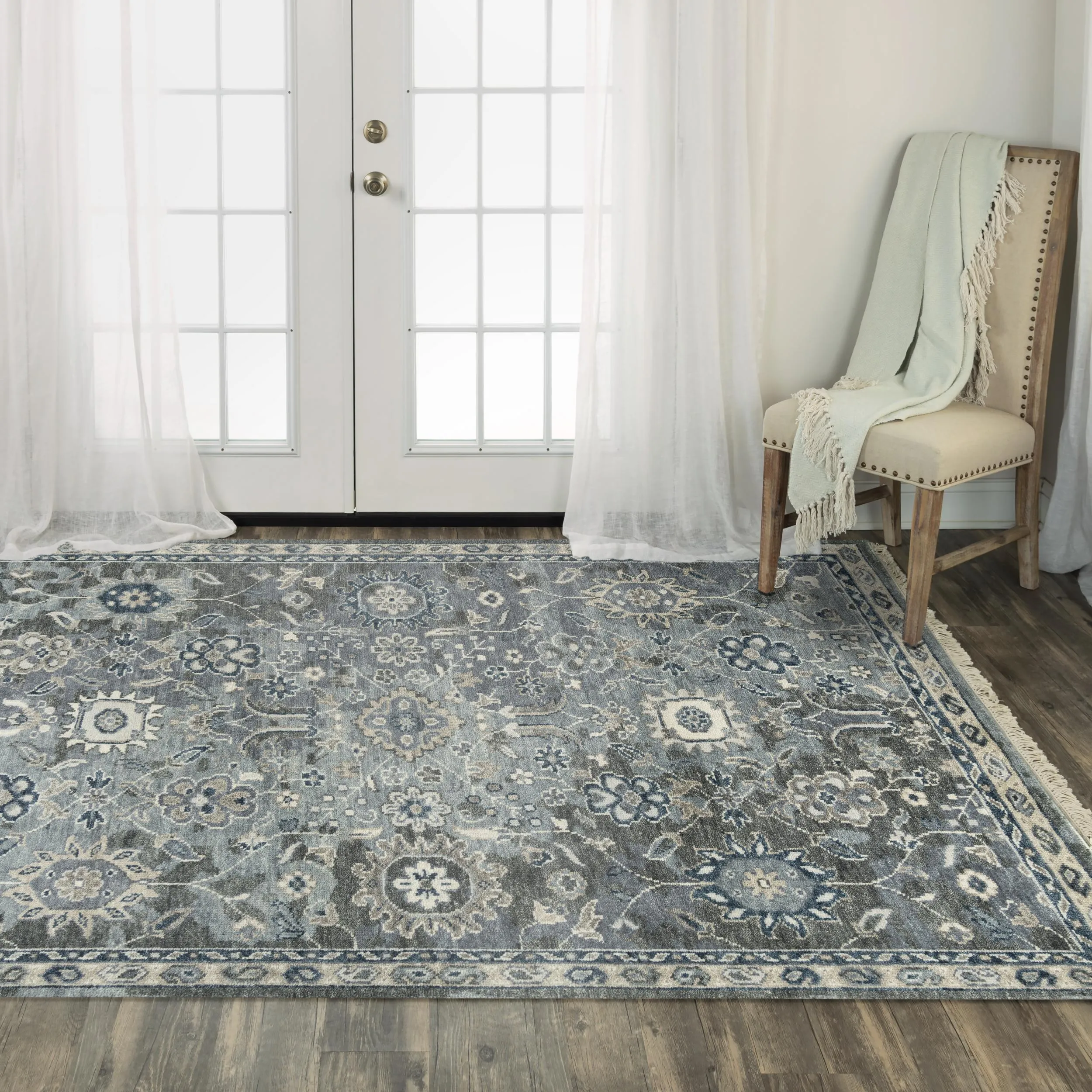 Ashton Gray  Hand Spun Wool/Tencel 9'x12' Rectangle Rug