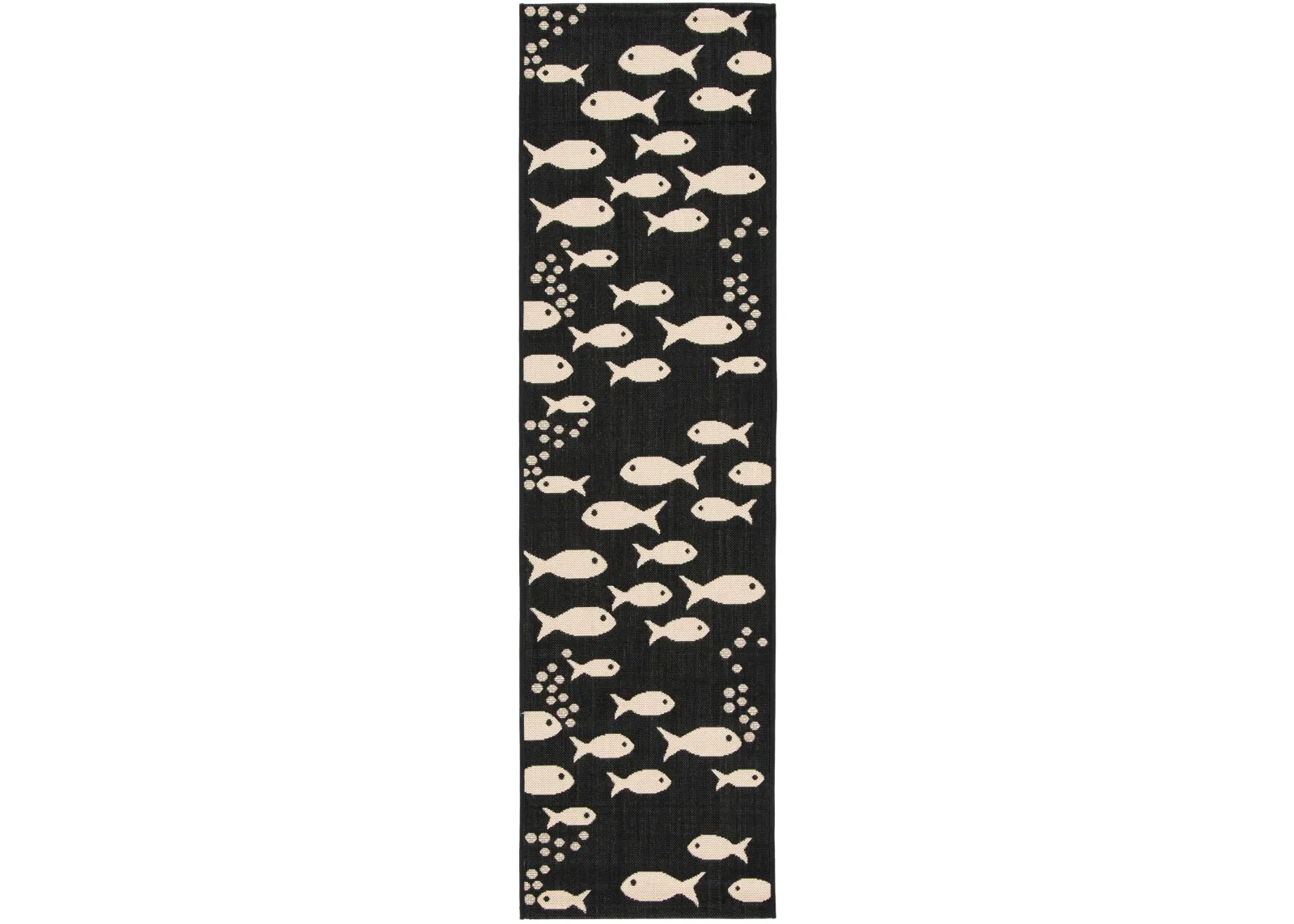 COURTYARD 6012 BLACK  2'-3' x 16' Runner Rug