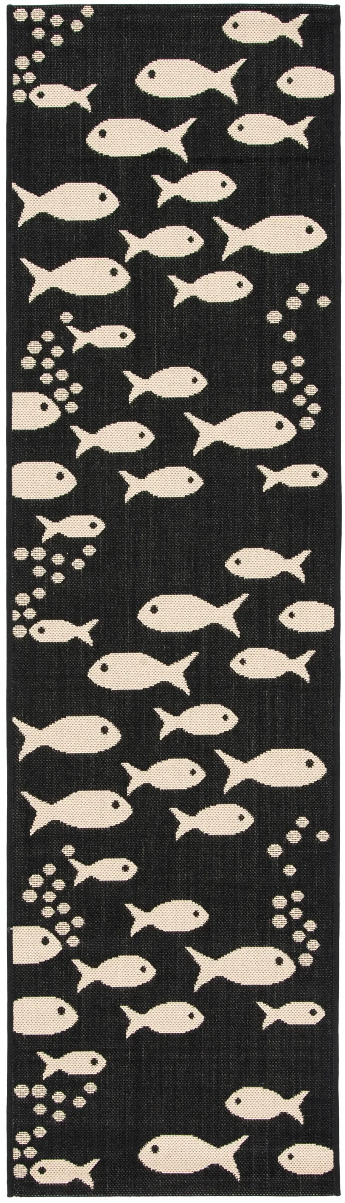 COURTYARD 6012 BLACK  2'-3' x 16' Runner Rug