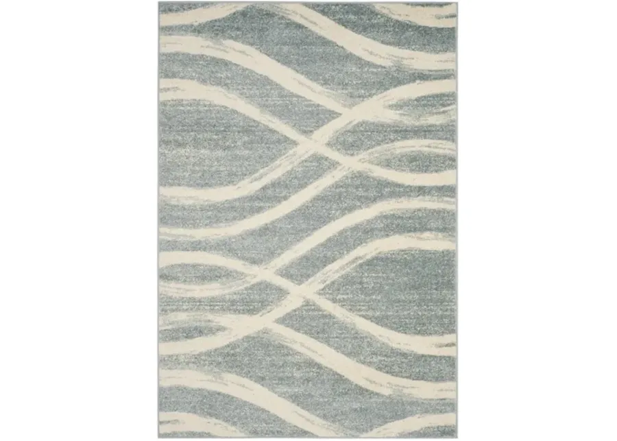 Adirondack Contemporary Cream / Slate 6' X 9' Powerloomed Rug