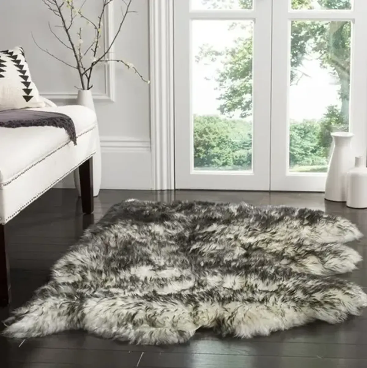 SHEEP SKIN 121 Black  3' X 5' Small Rectangle Rug