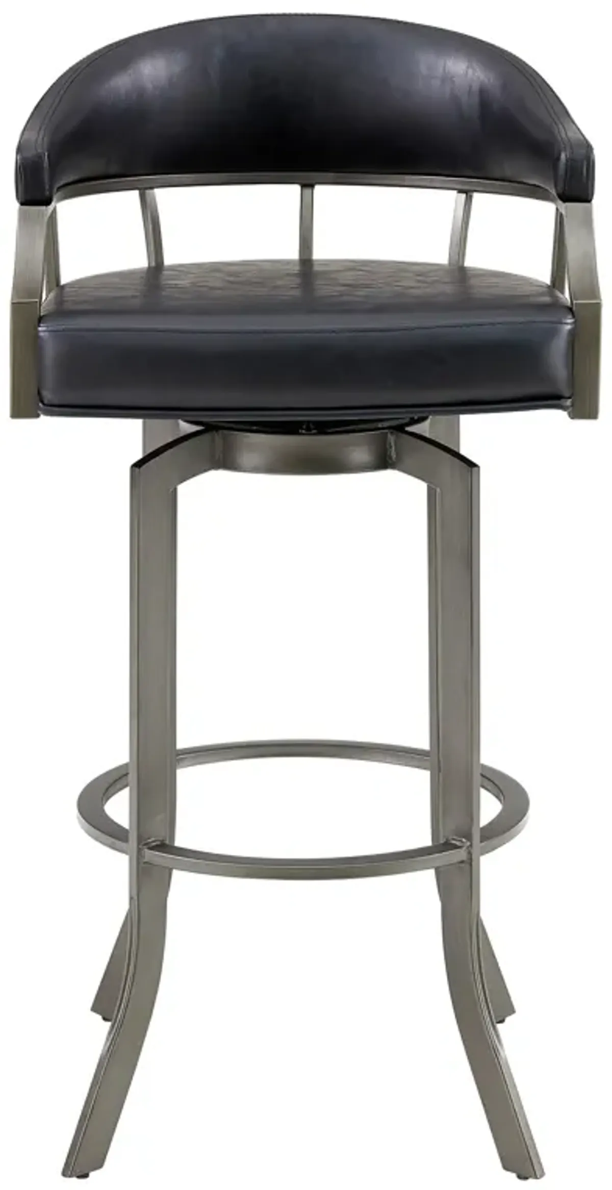 Pharaoh Swivel 26" Mineral Finish and Black Faux Leather Bar Stool