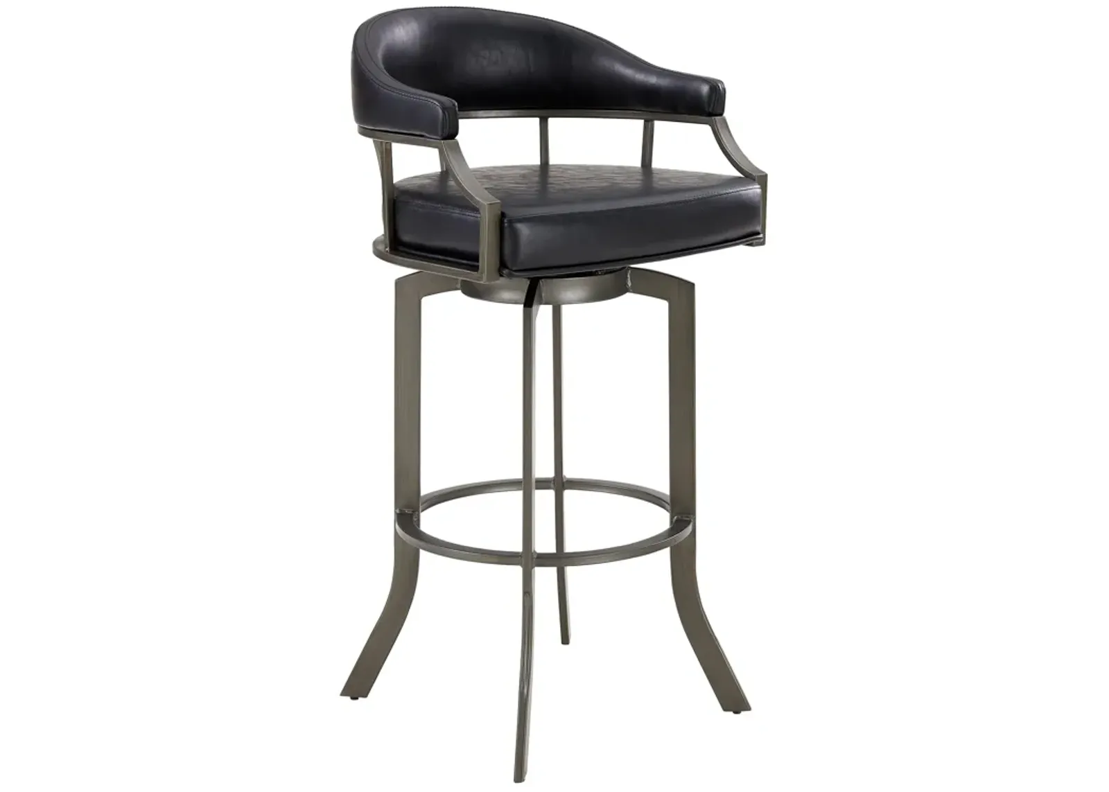 Pharaoh Swivel 26" Mineral Finish and Black Faux Leather Bar Stool