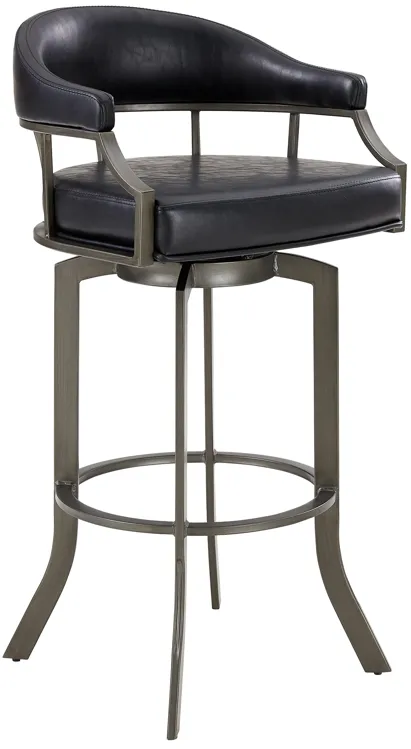 Pharaoh Swivel 26" Mineral Finish and Black Faux Leather Bar Stool