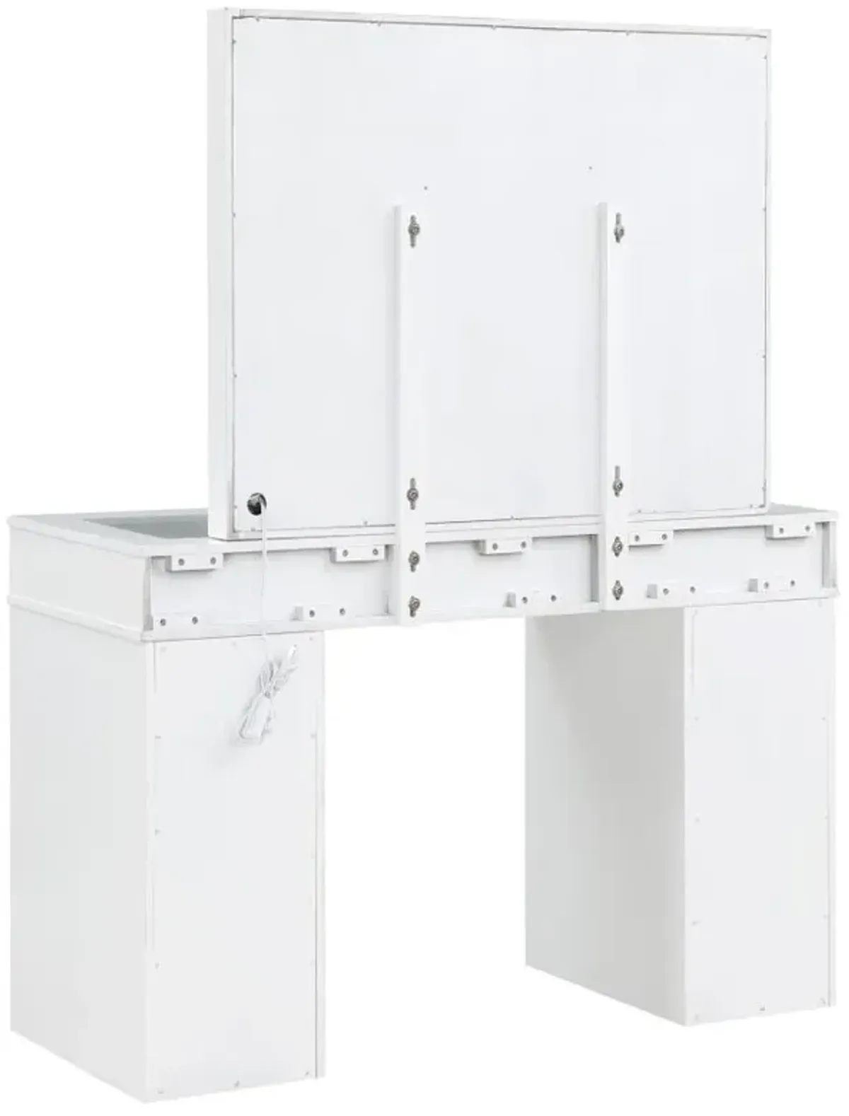 Regina 3-piece Makeup Vanity Table Set Hollywood Lighting White and Mirror