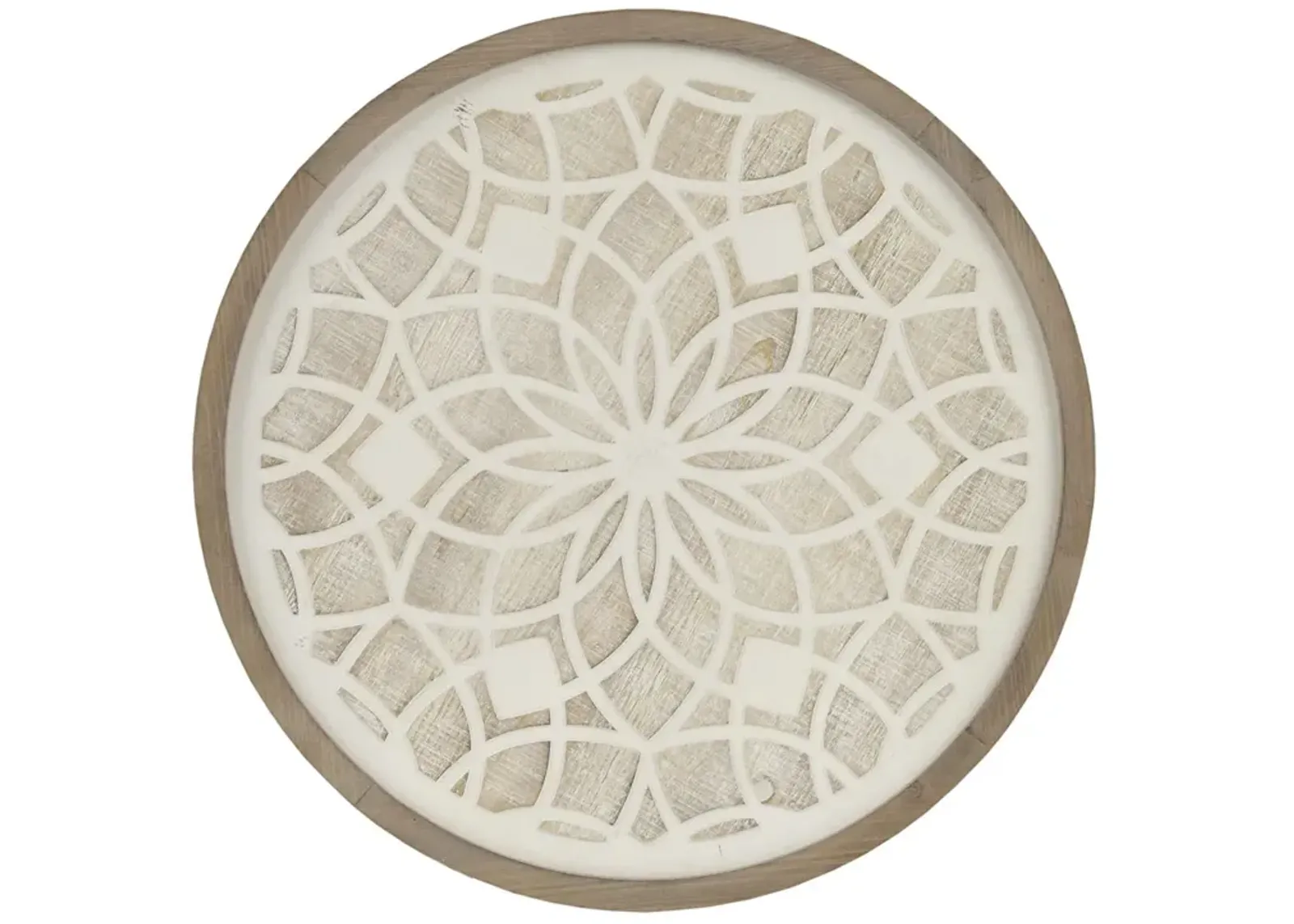 Madison Park Leah Natural/White Round Two-tone Medallion Wall Decor