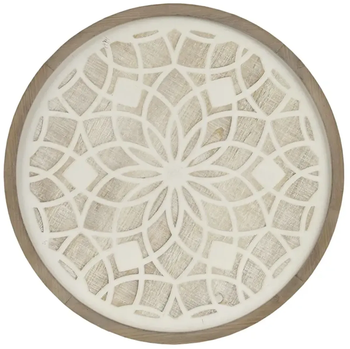 Madison Park Leah Natural/White Round Two-tone Medallion Wall Decor