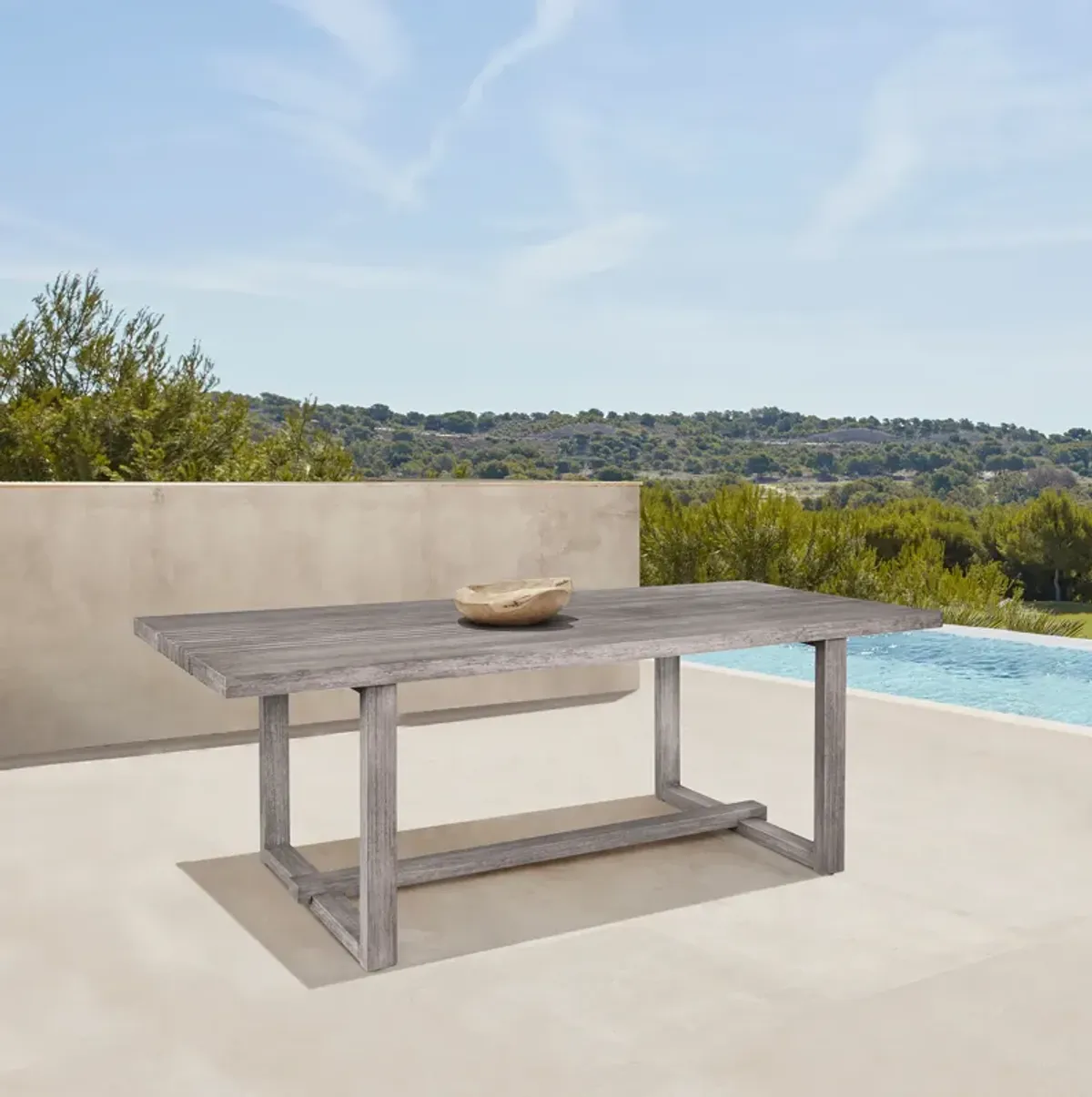 Vivid Outdoor Patio Dining Table in Gray Eucalyptus Wood