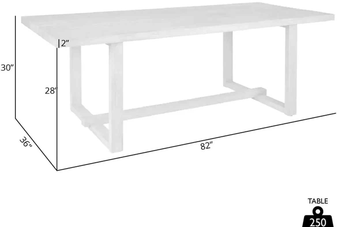 Vivid Outdoor Patio Dining Table in Gray Eucalyptus Wood