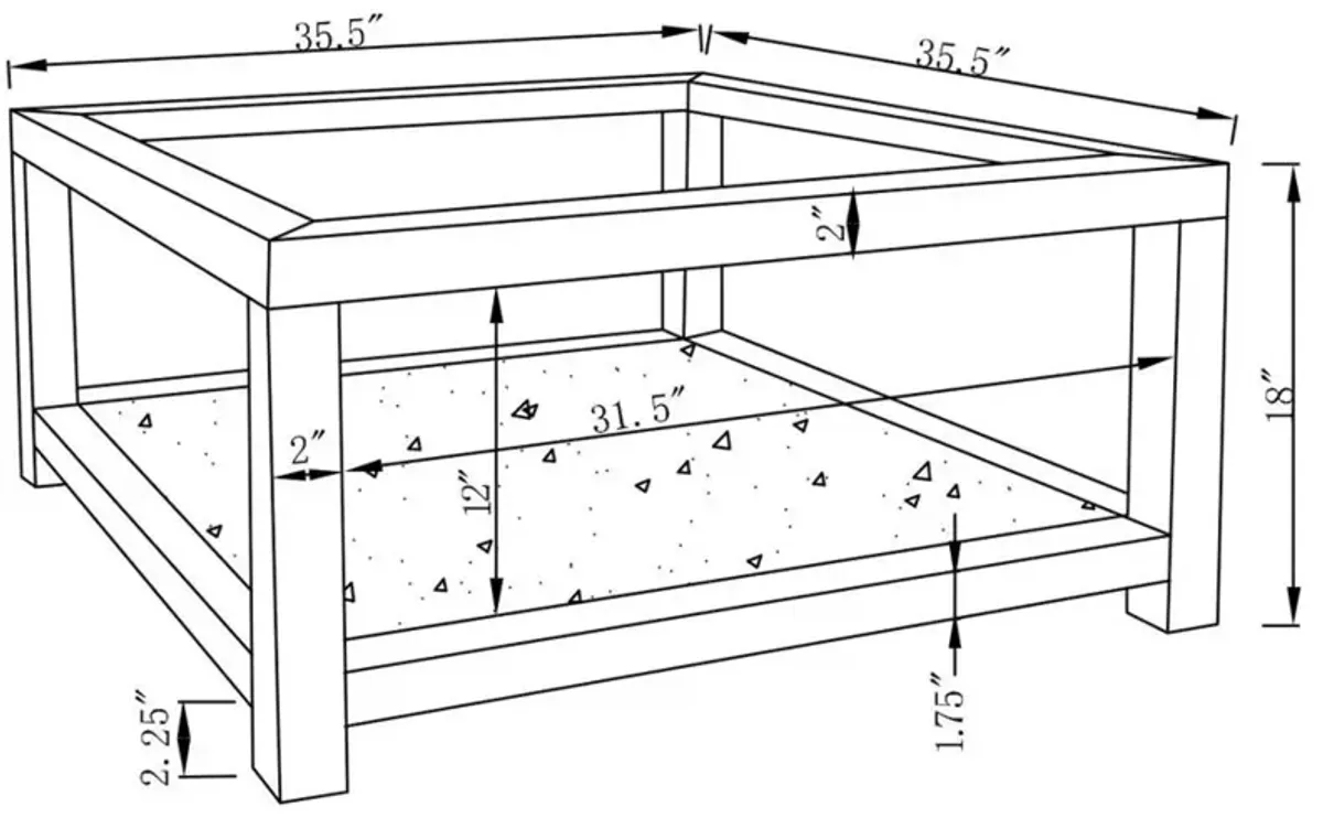 Kayley Rectangular Coffee Table with Glass Top Mirror