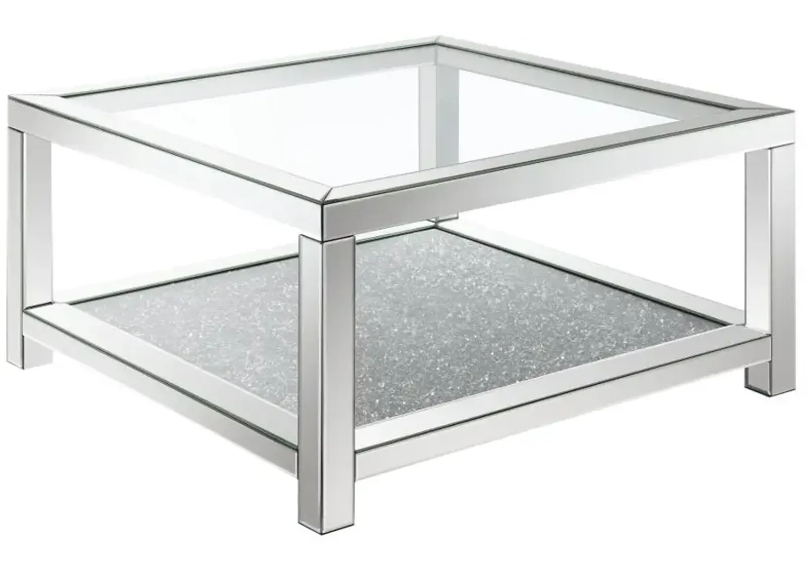 Kayley Rectangular Coffee Table with Glass Top Mirror