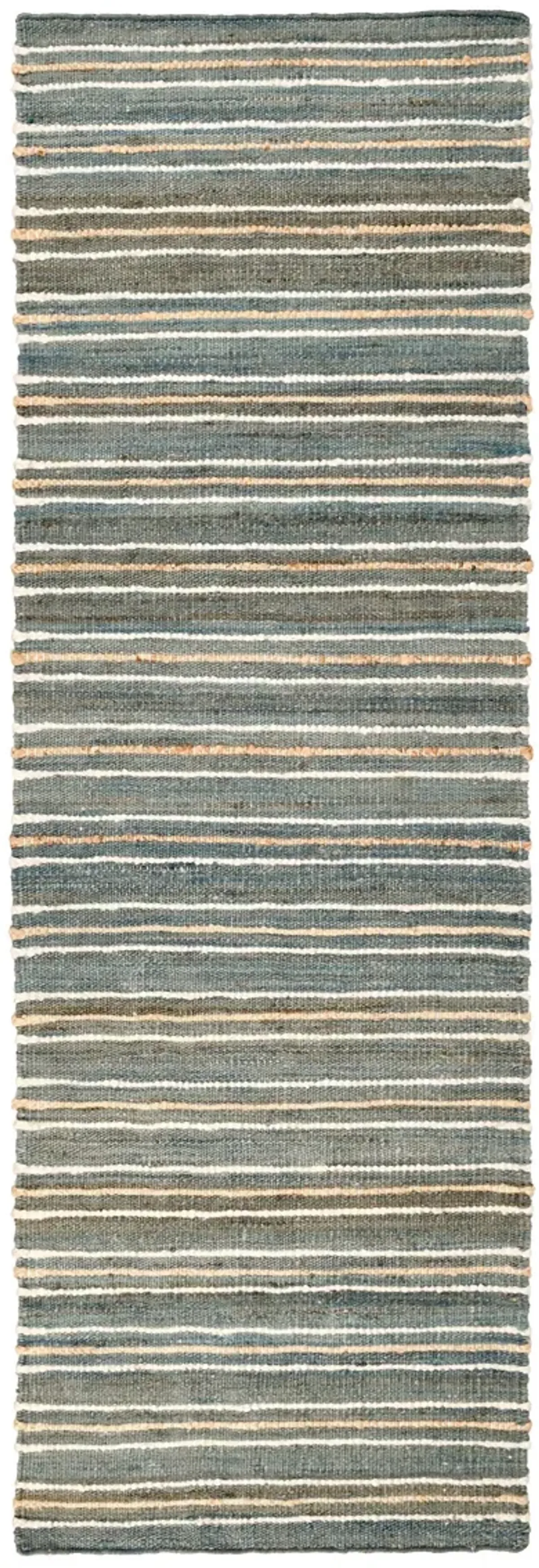 Del Mar 2.6'x8' Jute Blend Handwoven Sustainable Blue Accent Rug Runner