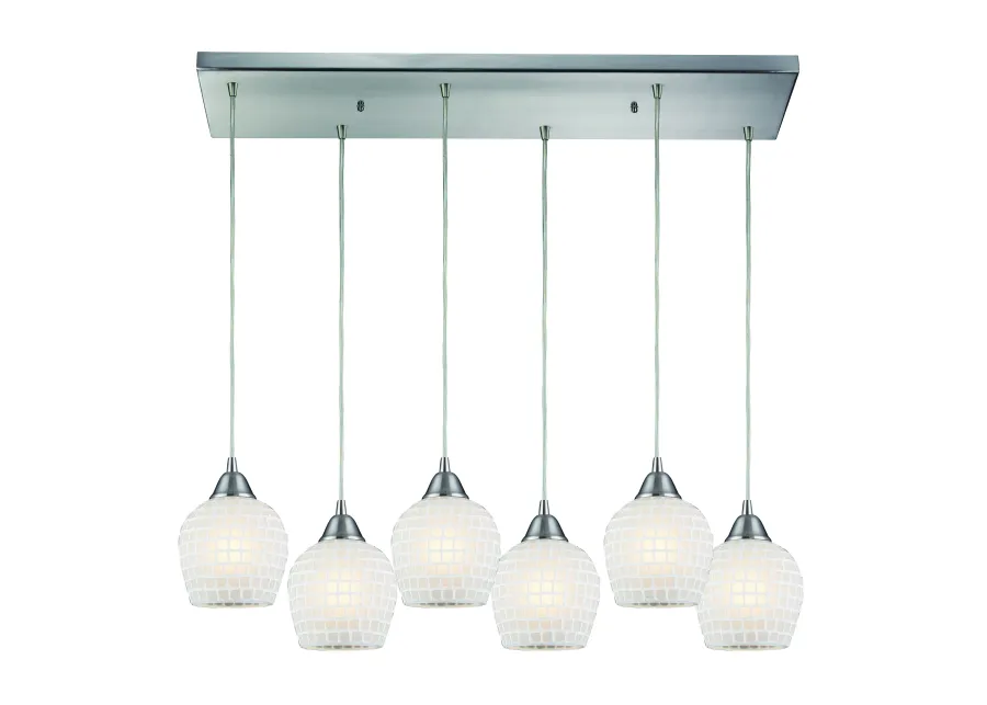 Fusion 30" Wide 6-Light Multi Pendant - Satin Nickel