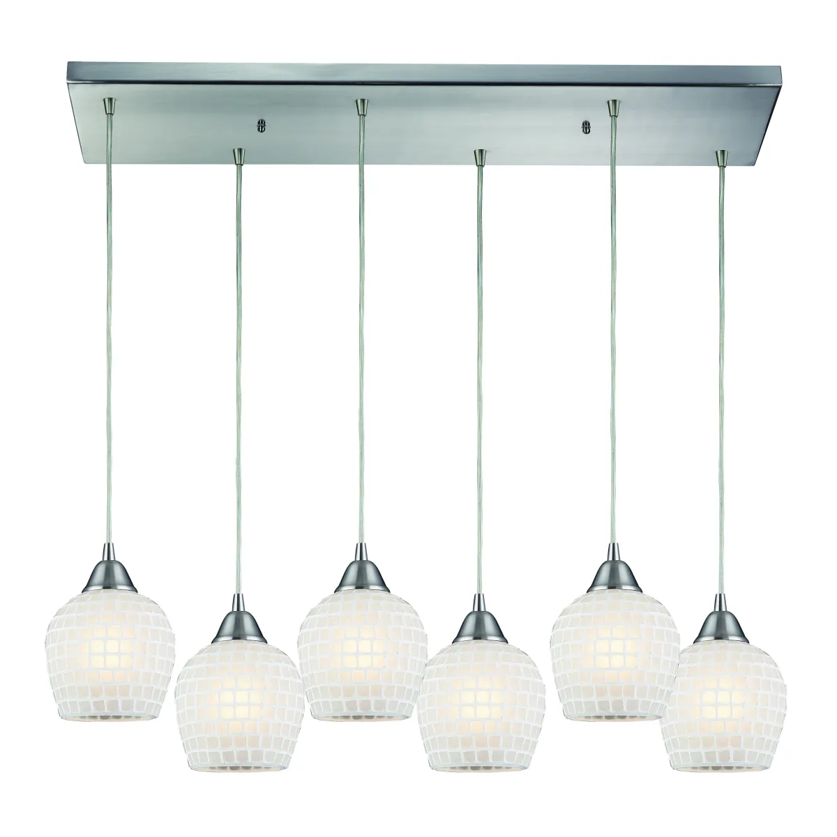 Fusion 30" Wide 6-Light Multi Pendant - Satin Nickel