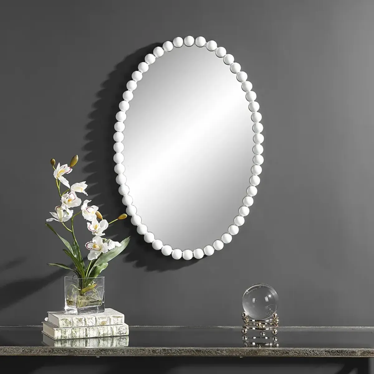 Serna White Oval Mirror