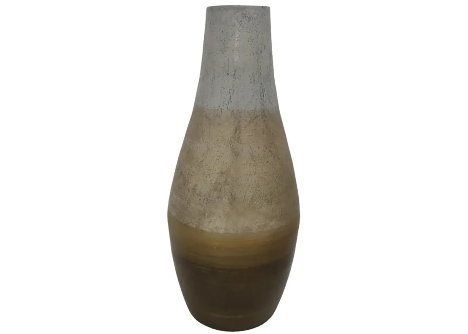 21"gold Ombre Metal Hourglss Vase,wht/gld