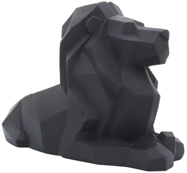 Resin 13" Laying Lion, Black