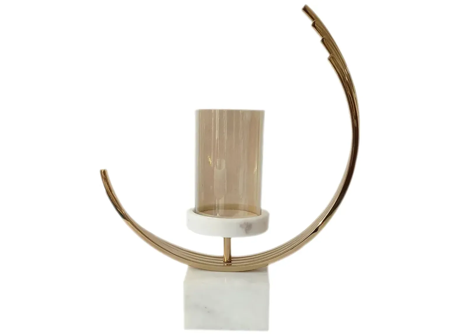 Metal, 17" Crescent Candle Holder, Gold