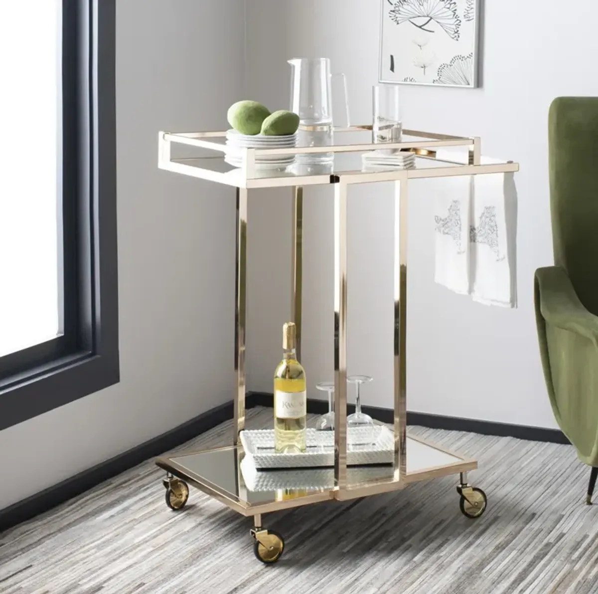 CAPRI 2 TIER RECTANGLE BAR CART