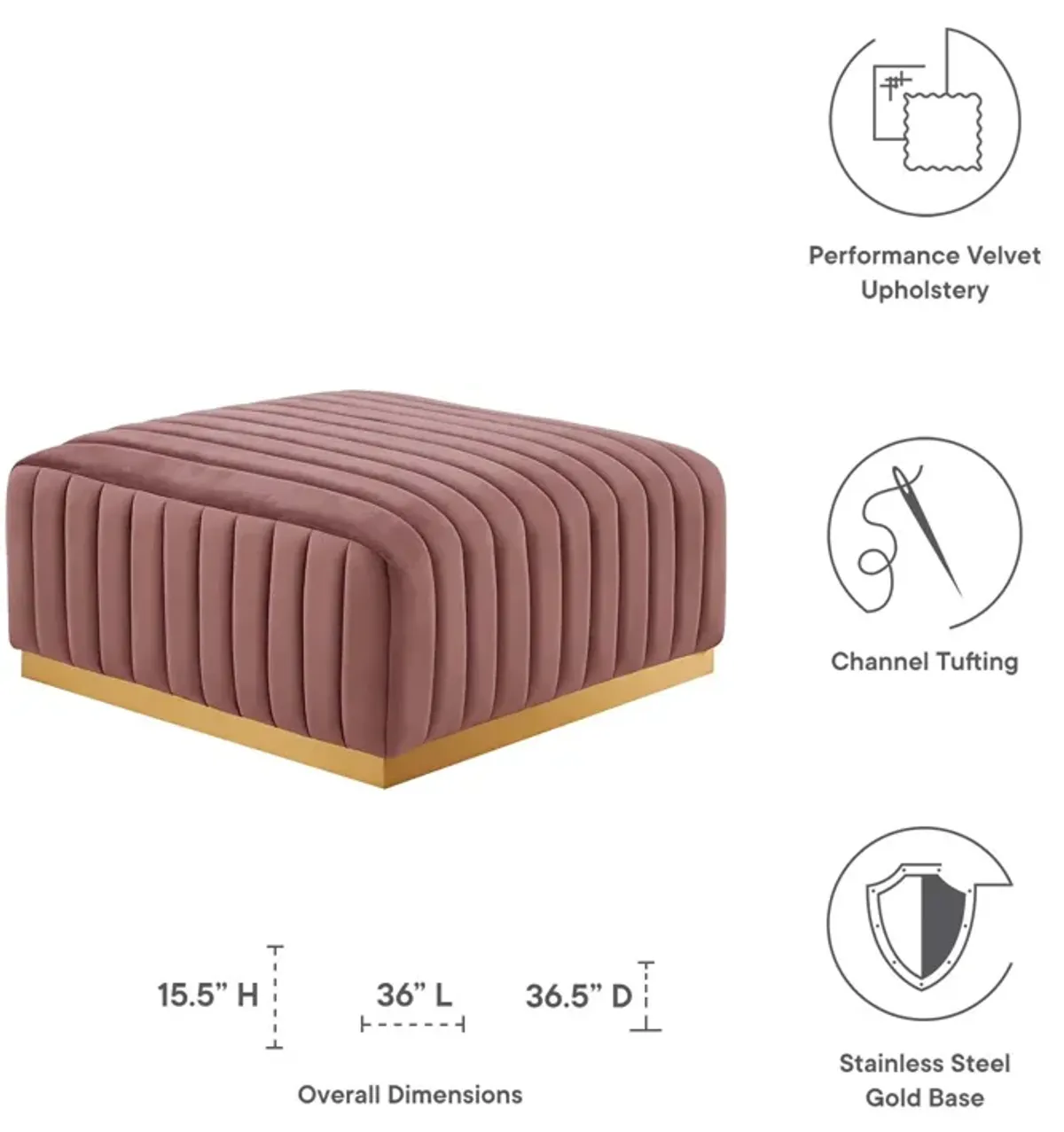 Conjure Channel Tufted Performance Velvet Ottoman