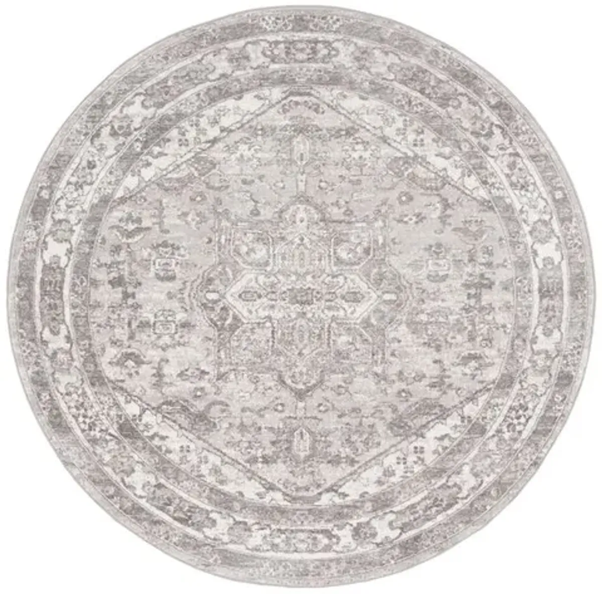 Brentwood 852 Cream / Grey 10' X 10' Round Round Powerloomed Rug