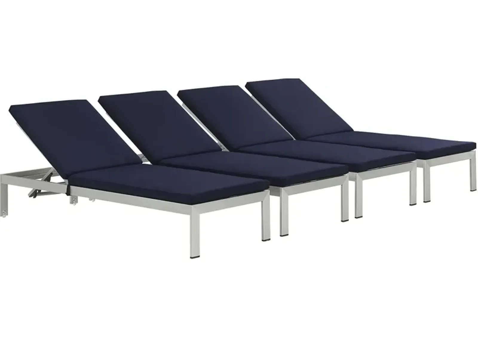 Shore Chaise with Cushions Outdoor Patio Aluminum Set of 4