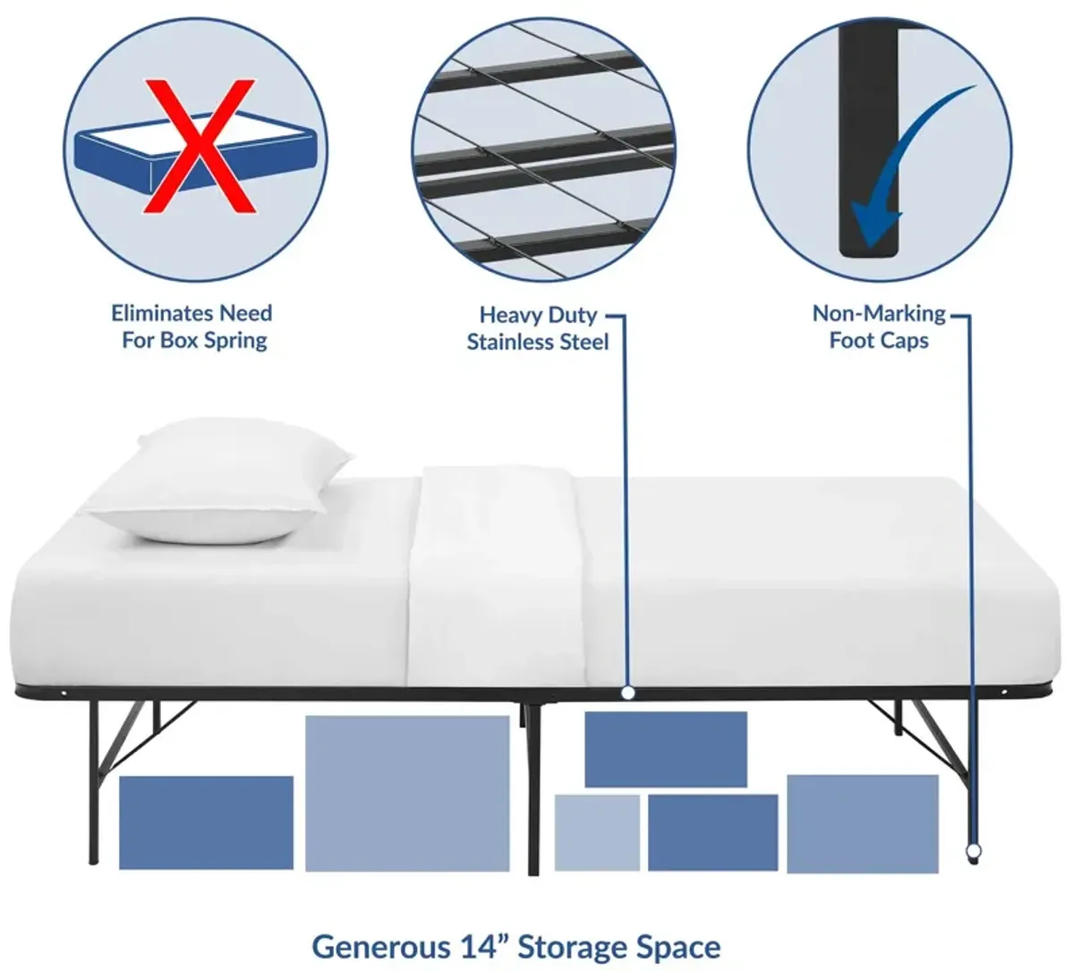 Horizon Twin Stainless Steel Bed Frame