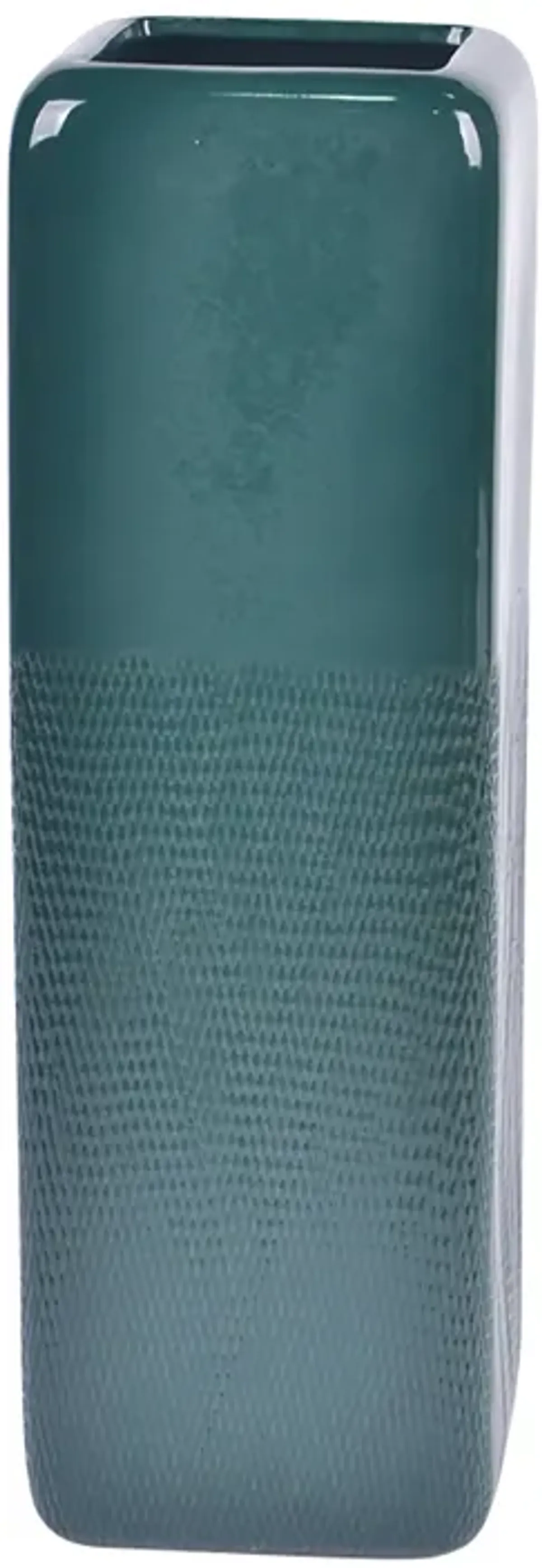 Cer, 18" Squared Grooved Vase, Forest Green