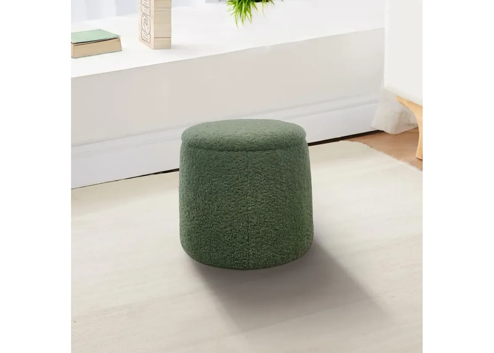 CH Green Tara Round Storage Ottoman