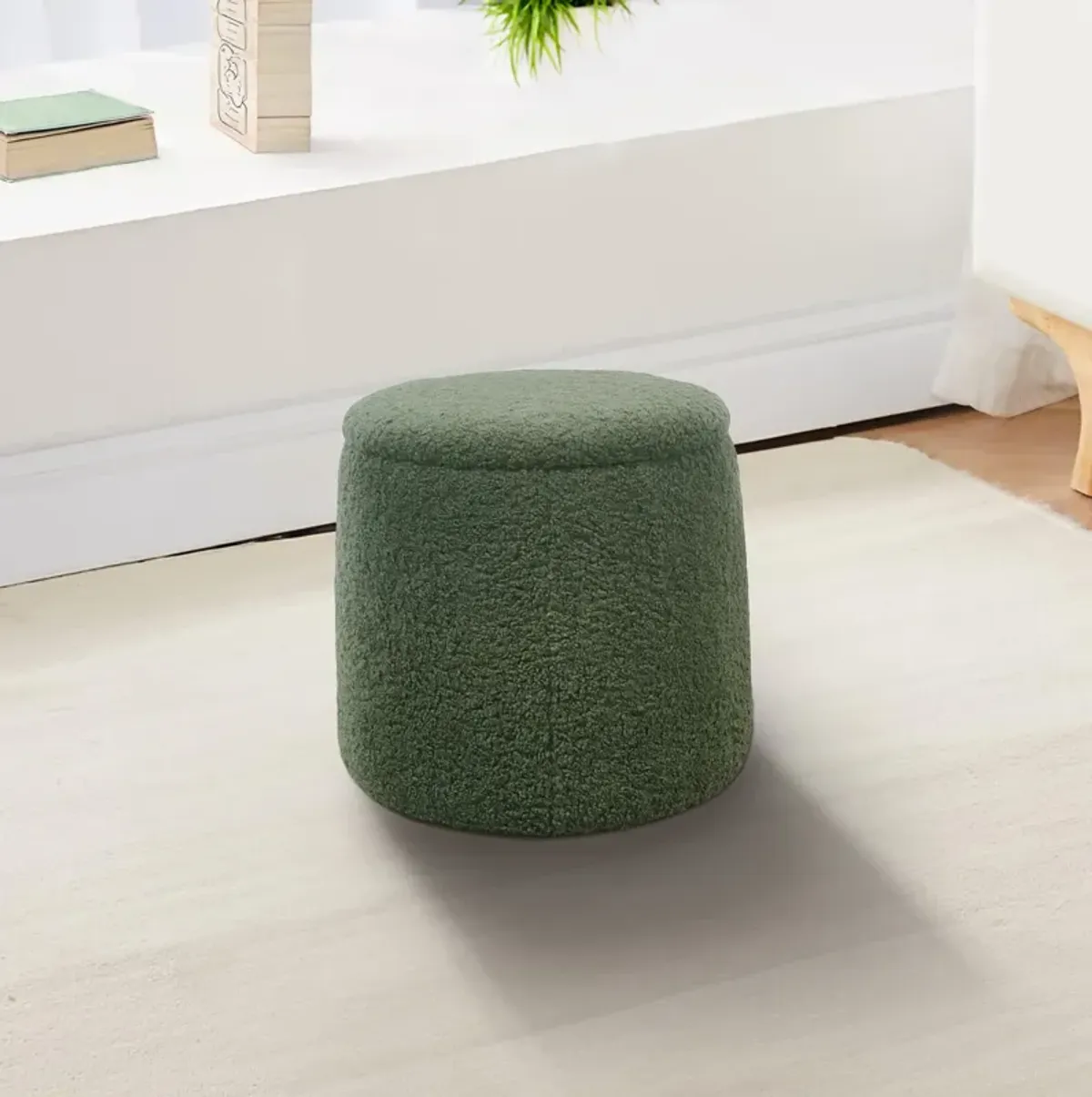 CH Green Tara Round Storage Ottoman