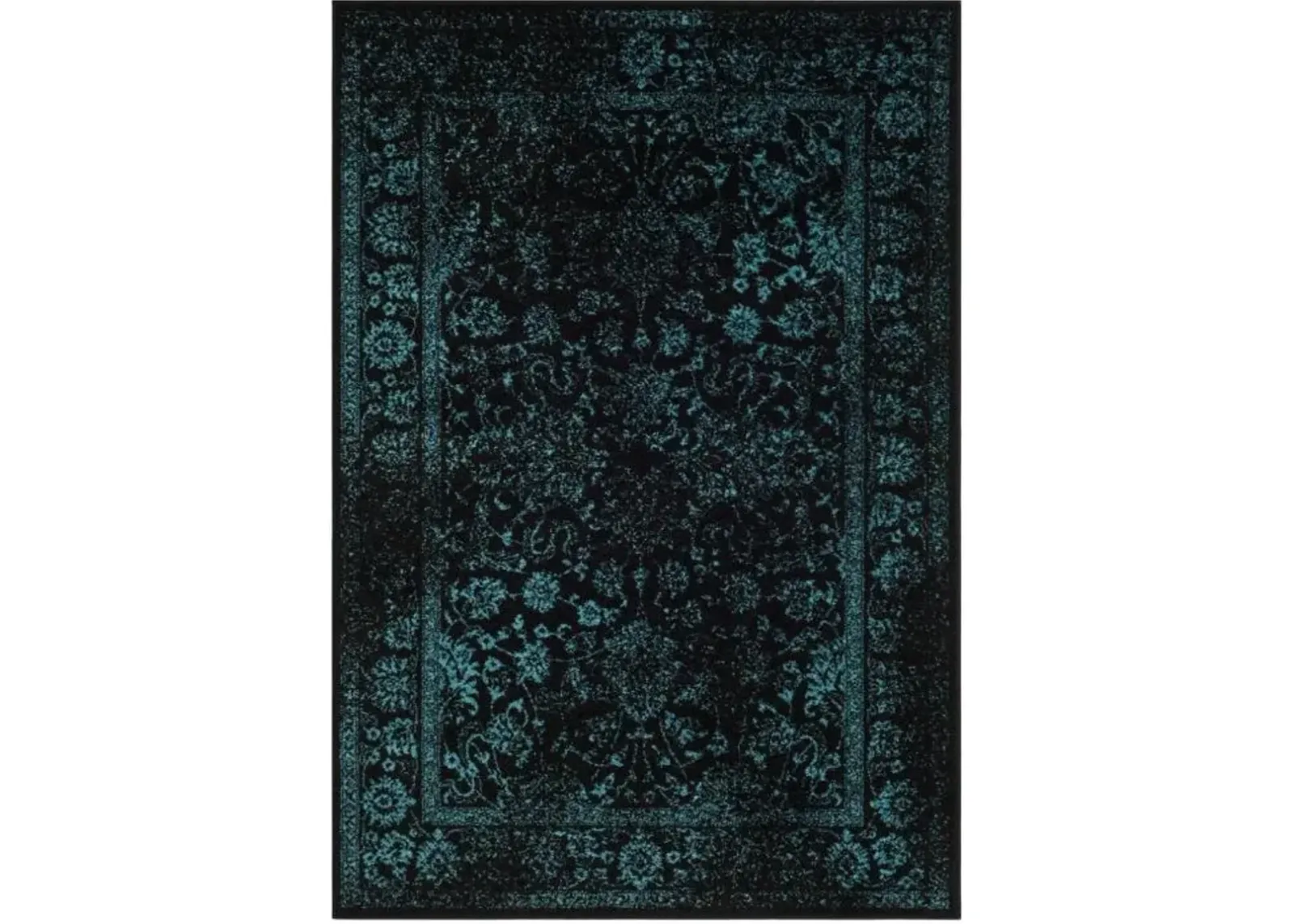 Adirondack Contemporary Black / Teal 6' X 9' Powerloomed Rug