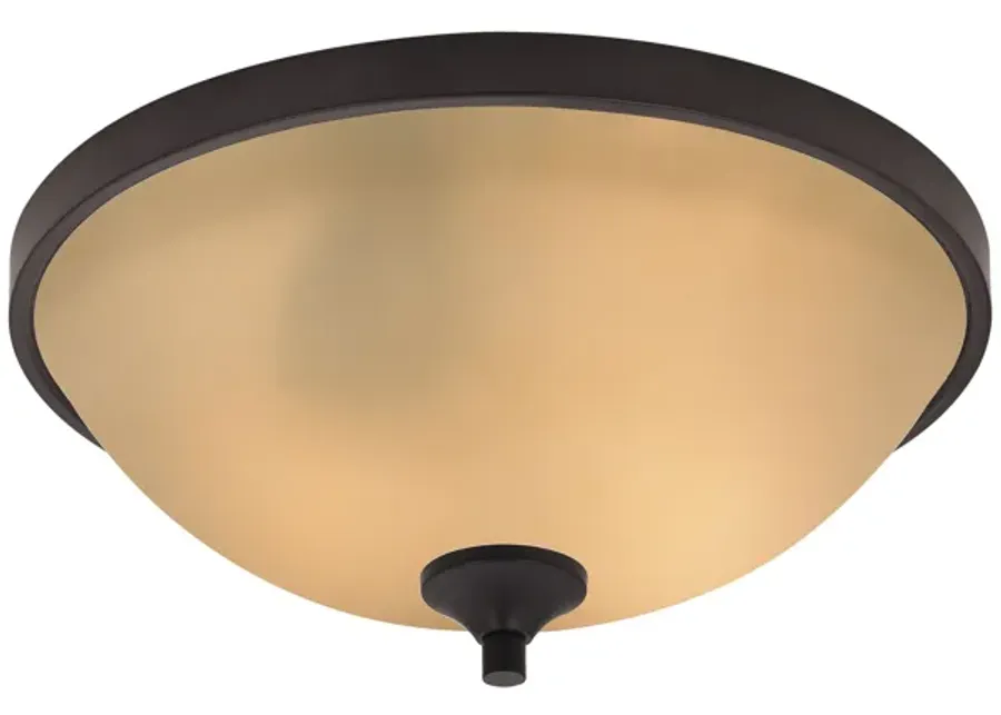 Arlington 3-Light Flush Mount in Oil Rubbed Bronze with Amber Glass