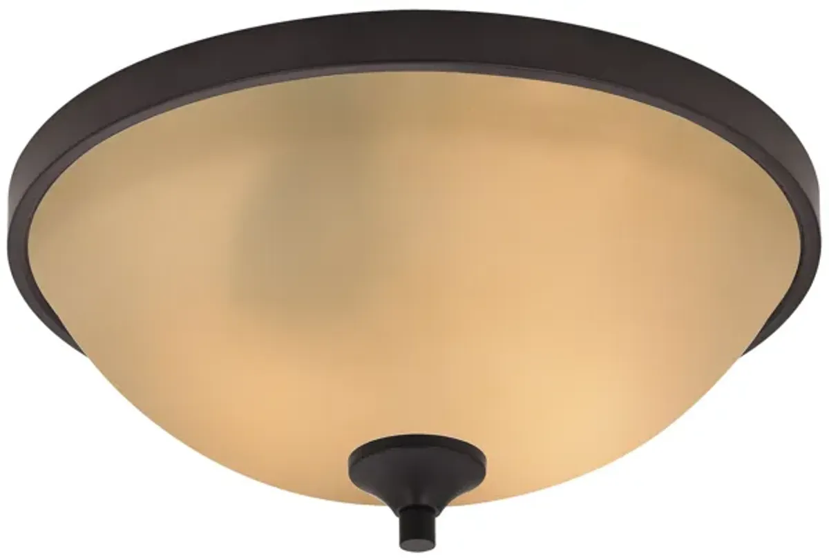 Arlington 3-Light Flush Mount in Oil Rubbed Bronze with Amber Glass