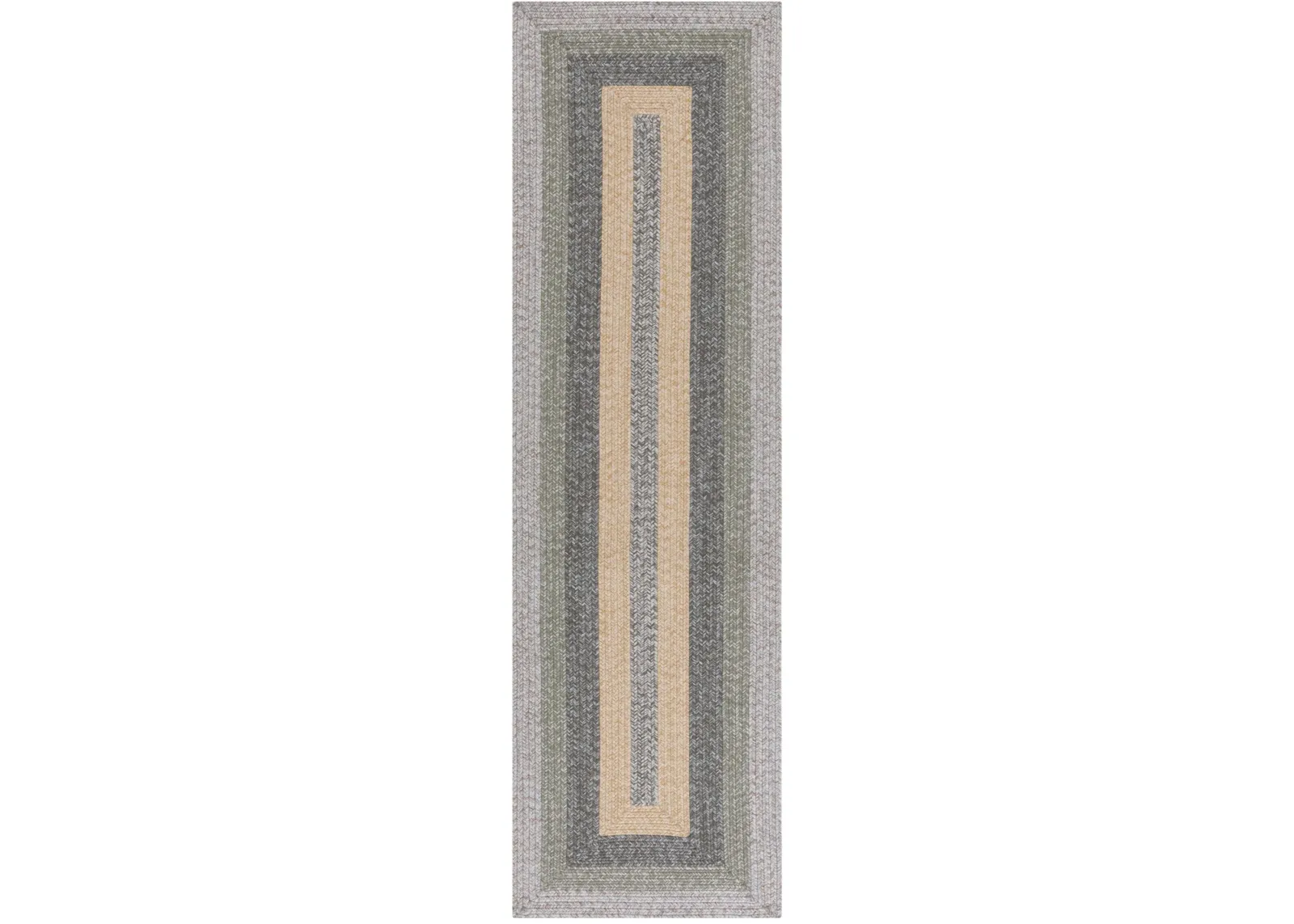 BRAIDED 318 GREY  2'-3' x 8' Runner Rug