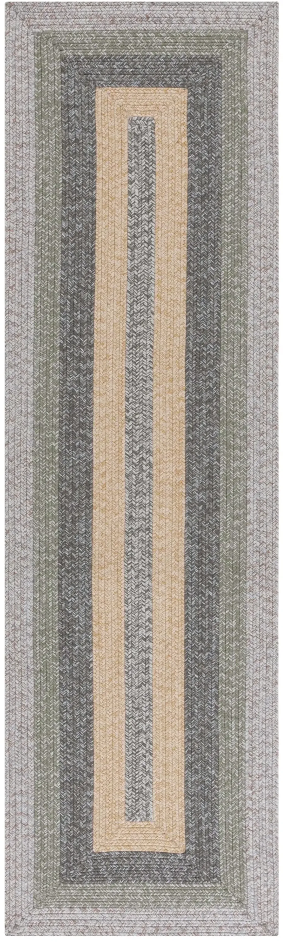 BRAIDED 318 GREY  2'-3' x 8' Runner Rug