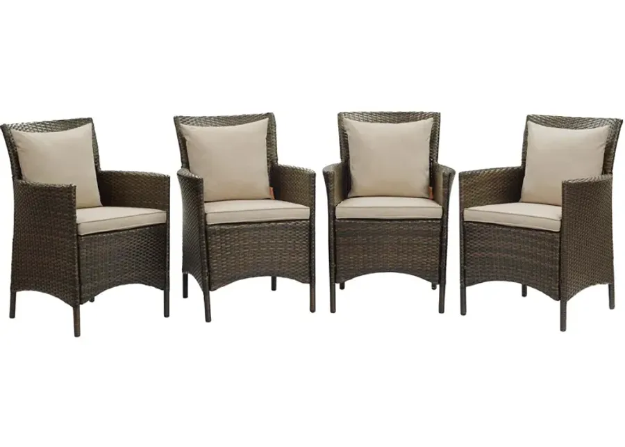 Conduit Outdoor Patio Wicker Rattan Dining Armchair Set of 4