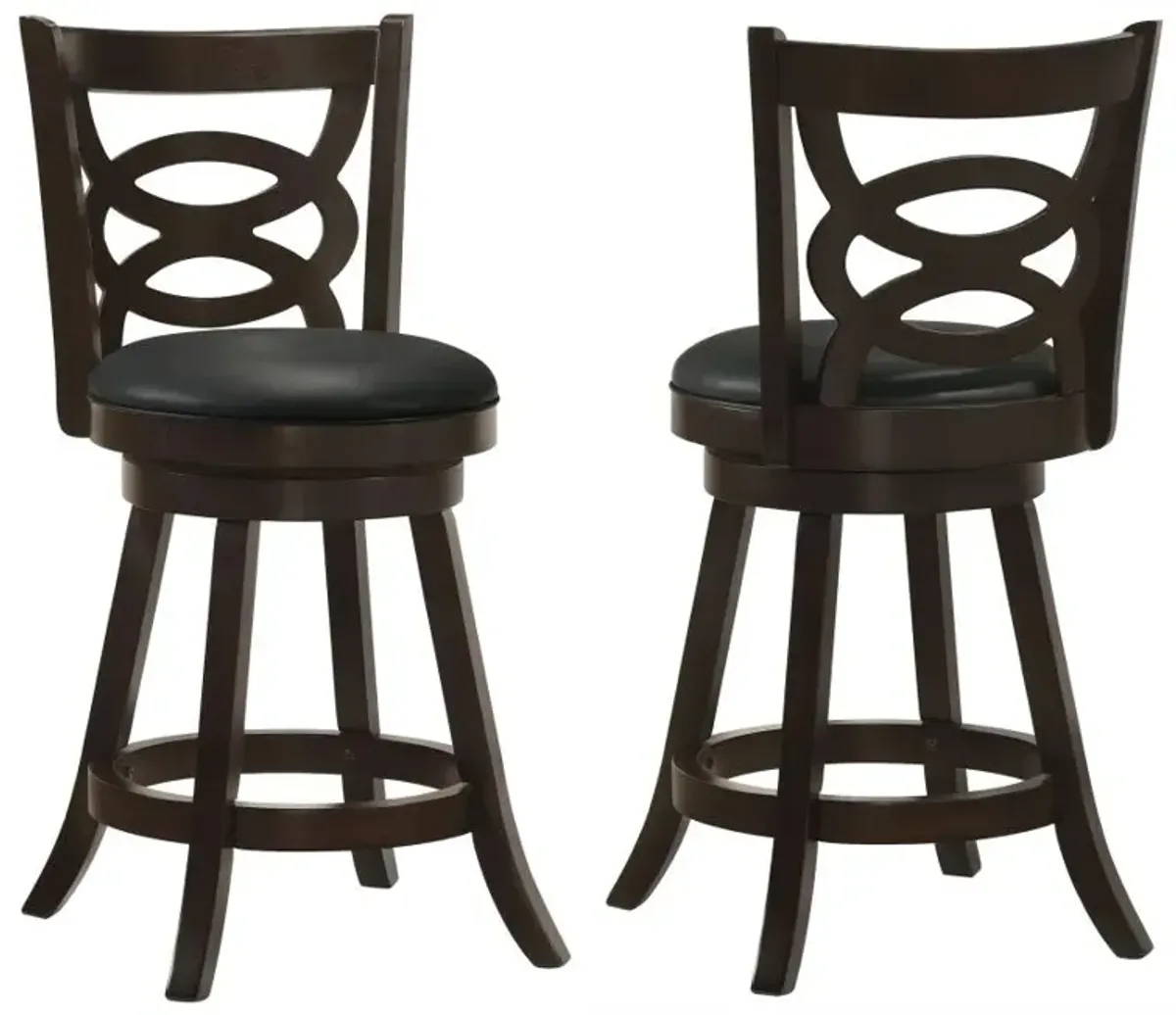 Calecita Swivel Counter Height Stools with Upholstered Seat Cappuccino (Set of 2)