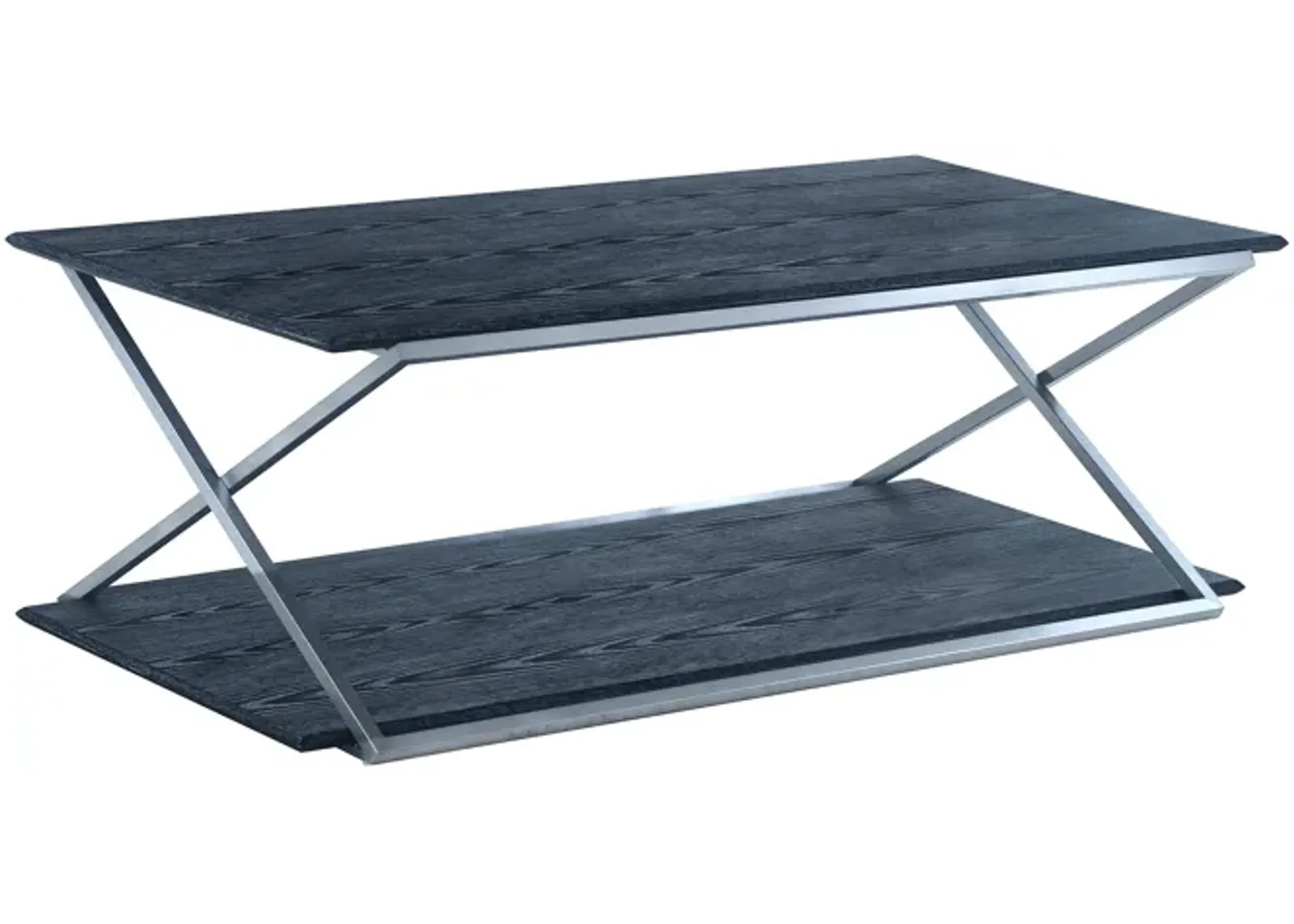 Westlake Black Veneer Coffee Table with Brushed Stainless Steel Frame