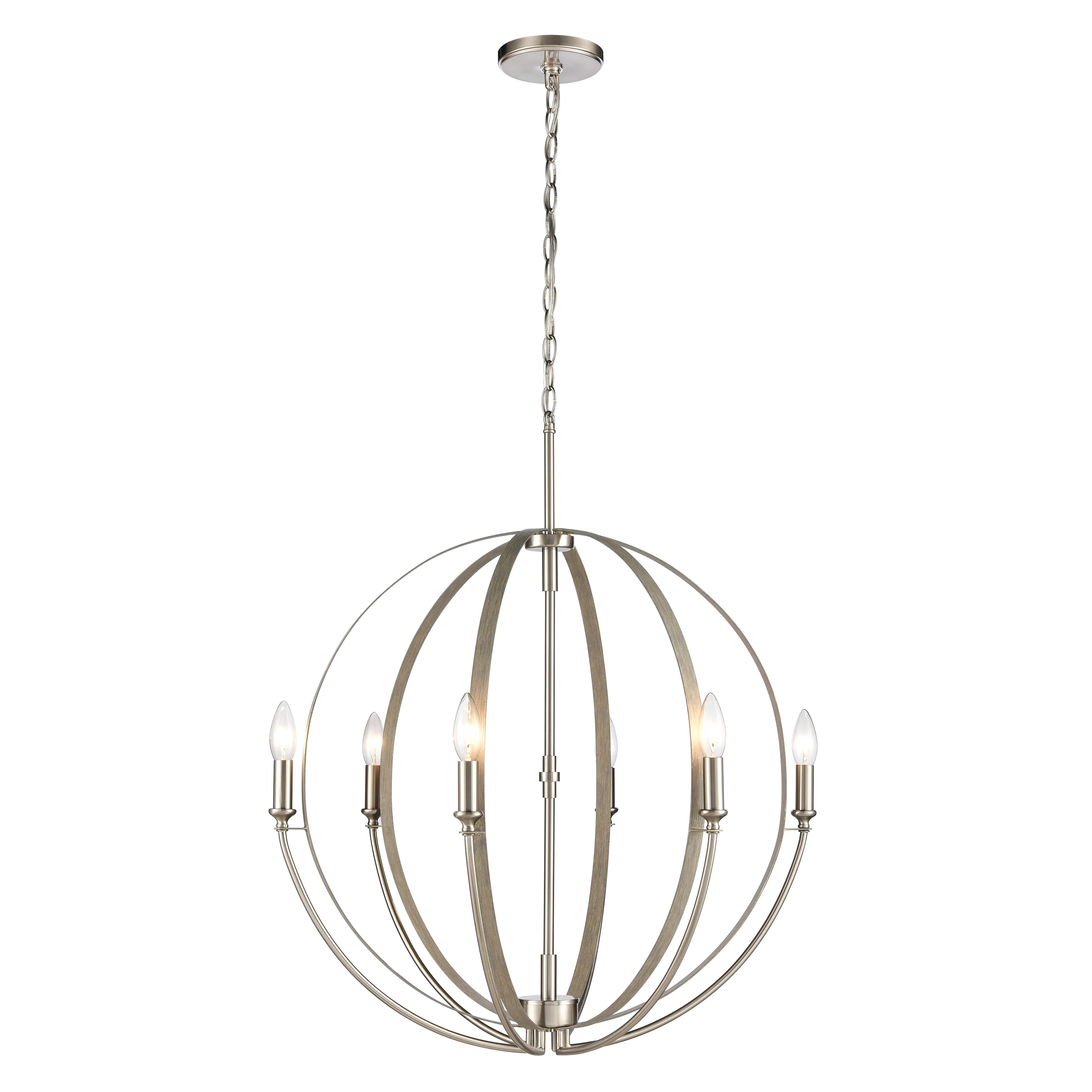 Rotunde 26" Wide 6-Light Chandelier - Beechwood