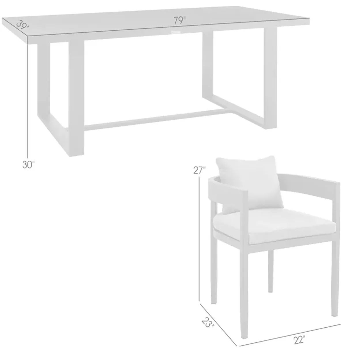 Argiope Outdoor Patio 5-Piece Dining Table Set in Aluminum with Gray Cushions