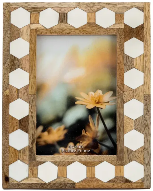 Wood/resin,4x6 Hexagon Frame, White
