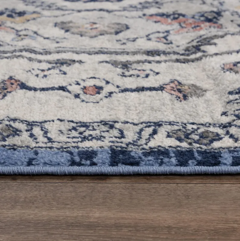 Marquise Blue  Polypropylene  2'6"x7'3" Runner Rug