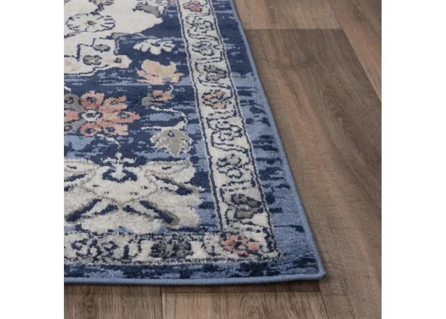 Marquise Blue  Polypropylene  2'6"x7'3" Runner Rug