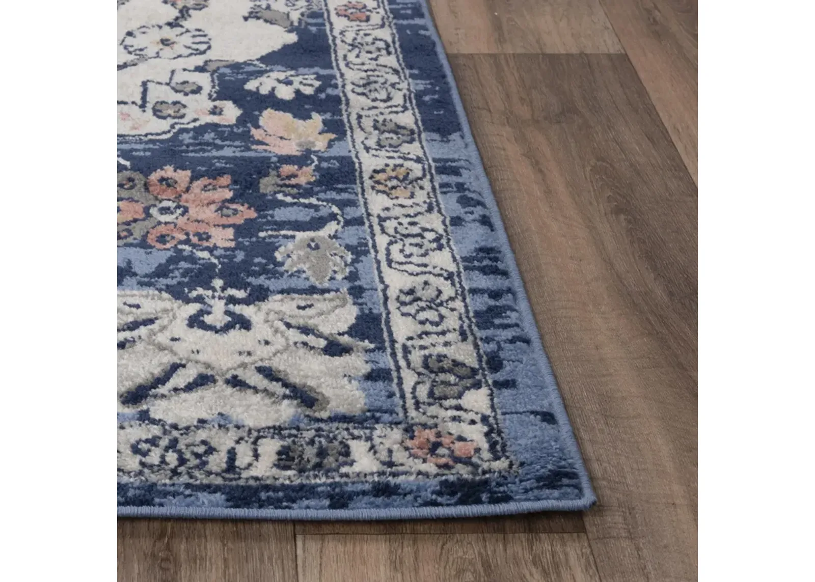 Marquise Blue  Polypropylene  2'6"x7'3" Runner Rug