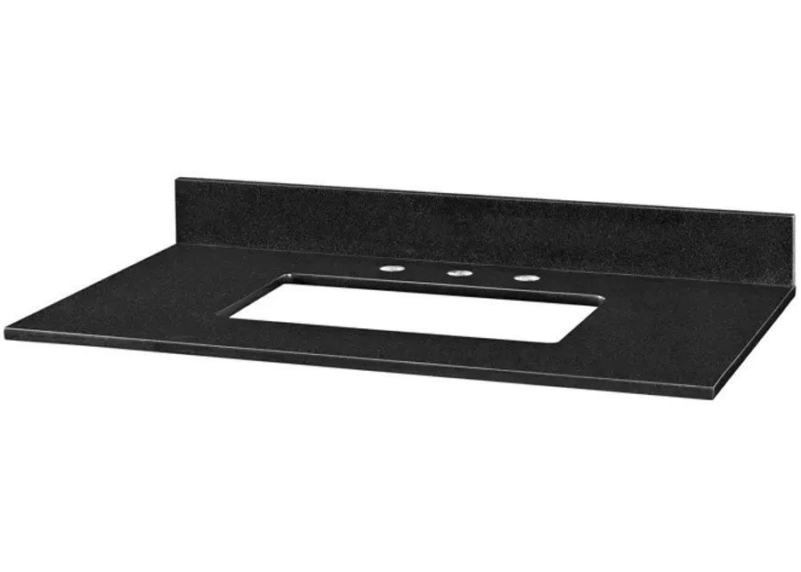 Stone Top - 37-inch for Rectangular Undermount Sink - Black Granite