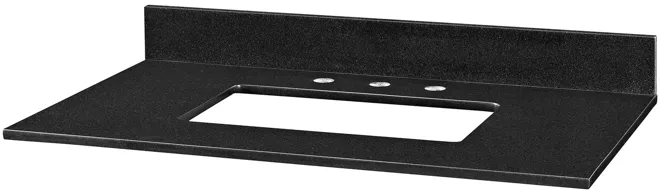 Stone Top - 37-inch for Rectangular Undermount Sink - Black Granite